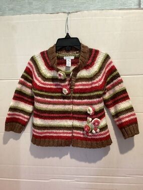 Toddler Girls Multicolor Greendog Button Up Cardigan Sweater Size 18 Months